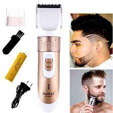KM-9020 Exclusive Rechargeable Hair Clipper cum Trimmer - White & Gold