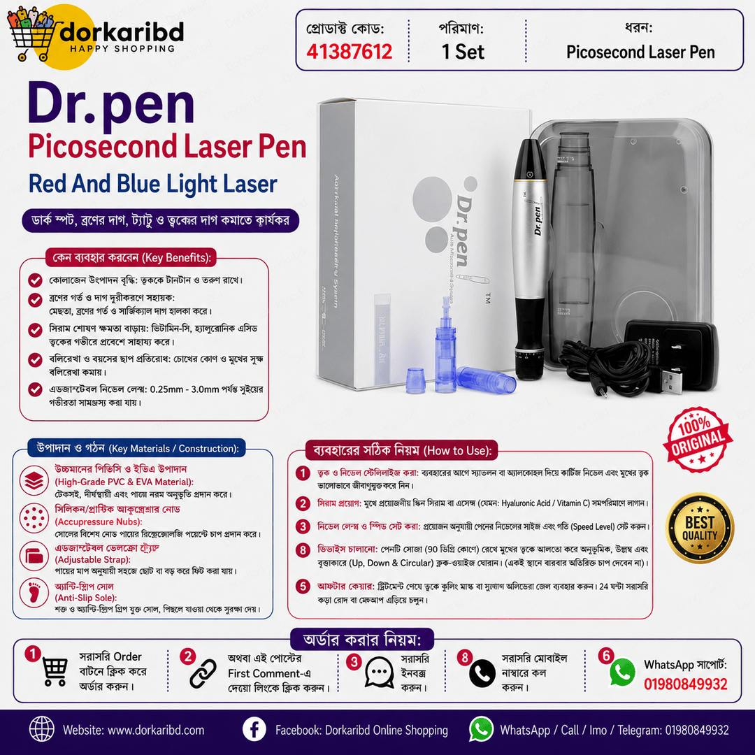 Dr. Pen A1 Electric Derma pen Auto Micro Needle Essence Introduction Instrument with 2Pcs Needle EU plug Code 86522506 