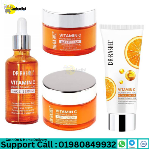 Dr.Rashel Vitamin C Combo Offer(C Face Serum)C FACE CLEANSER(C Night Cream)(C Day Cream)-4 PCS