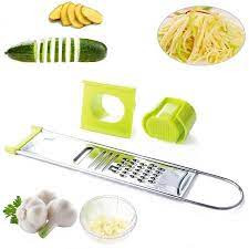 Garlic Press Cutter Multi Functional Ginger Garlic Grater Crusher Slicer Stainless Steel