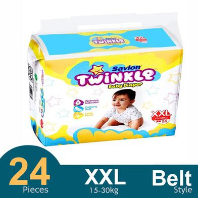 Savlon Twinkle Baby Belt Diaper XXL (Double Extra Large) (XXL Size) (15-30 kg) (24pcs)