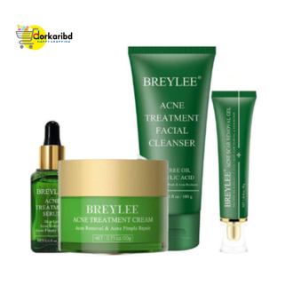 Breylee Acne Treatment Set 4pcs (Facial Cleanser, Acne Gel, Serum ,Cream)