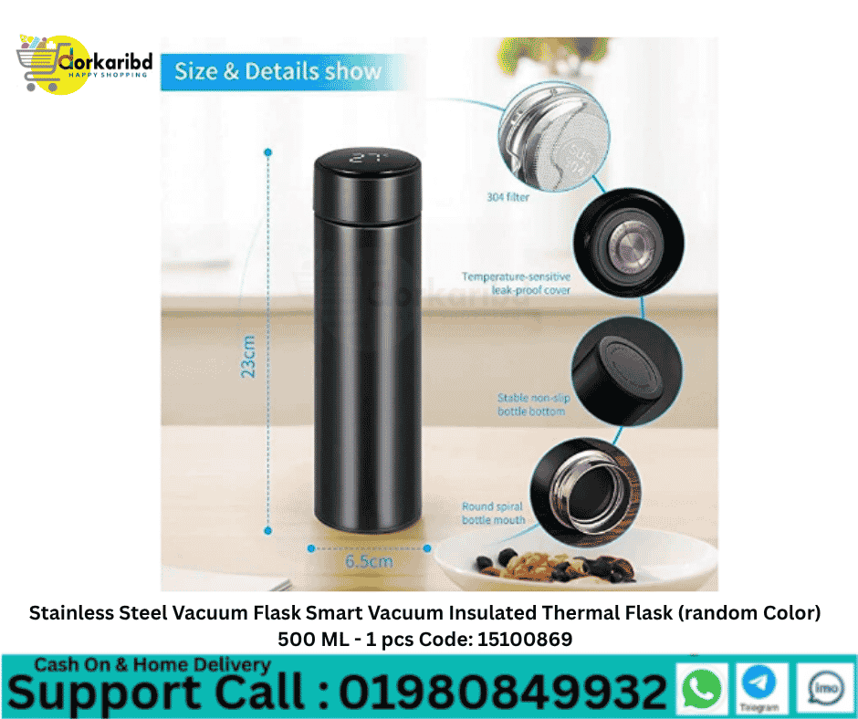 Stainless Steel Vacuum Flask Smart Vacuum Insulated Thermal Flask (random Color) 500 ML - 1 pcs Code: 15100869