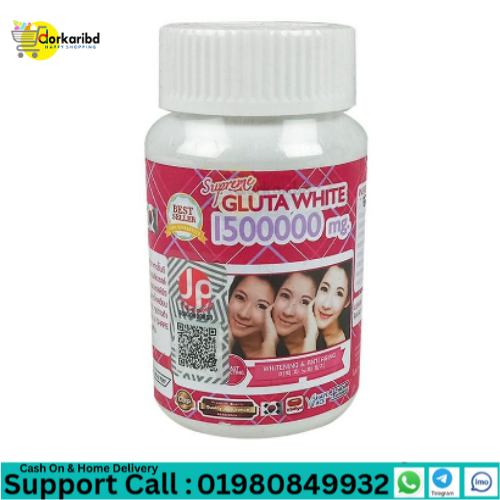 Gluta  Supreme GLUTA WHITE 1500000 Mg. Whitening & Anti Aging Reduce freckles Whitening Skin Fast action Capsule,Softgel-30tablets