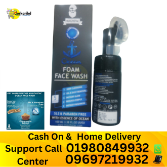 Ocean Muuchstac Foam Face Wash For Men, Use Daily For Deep Cleansing, Fighting Acne & Pimple, Skin Brightening & Instant Freshness-100 ML