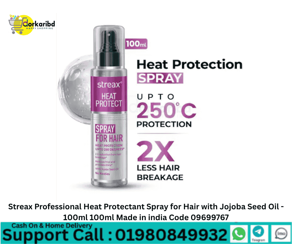 Streax Professional Heat Protectant Spray for Hair with Jojoba Seed Oil - 100ml 100ml Made in india Code 09699767