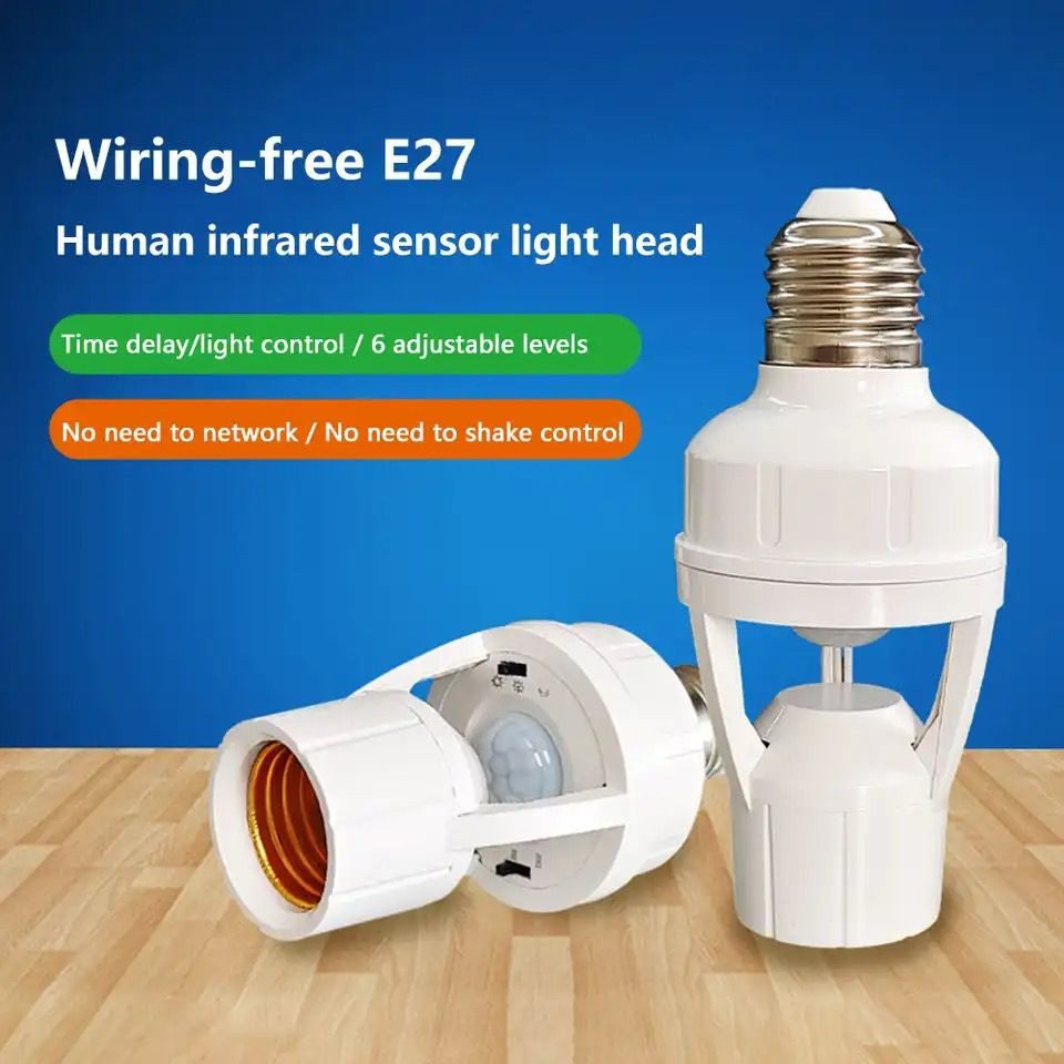Motion Sensor Light PIR Motion Detector Screw Bulb Auto E27 on/off Night Light Control, Garage, Closet, Basement, Laundry Room, Porch, Storage Room Intensified Lighting Fixture