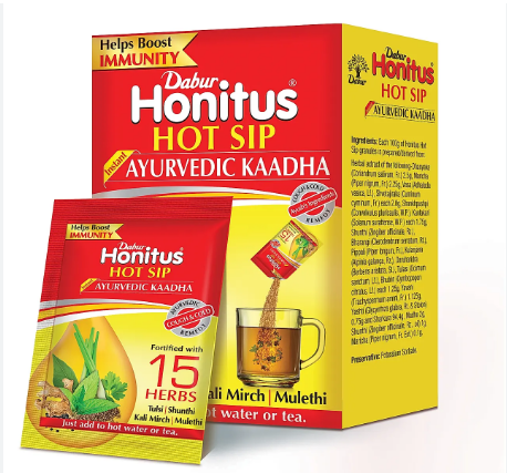 Dabur Honitus Hot Sip 100% Ayurvedic Kadha  Provides Instant Relief from Cough and Cold (4gm*Pack of 30 Sachets)