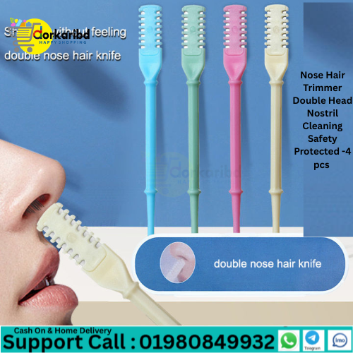 Nose Hair Trimmer Double Head Nostril Cleaning Safety Protected -4 pcs
