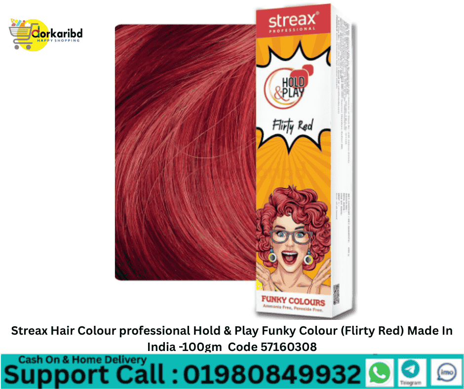 Streax Hair Colour professional Hold & Play Funky Colour (Flirty Red) Made In India -100gm  Code 57160308