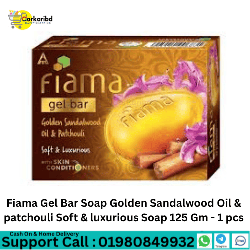 Fiama Gel Bar Soap Golden Sandalwood Oil & patchouli Soft & luxurious Soap 125 Gm - 1 pcs