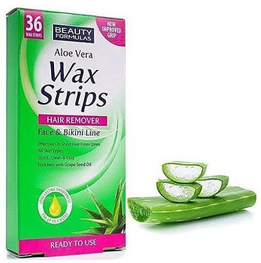Beauty Formulas Aloe Vera Wax strips for face bikini line - 36 pcs
