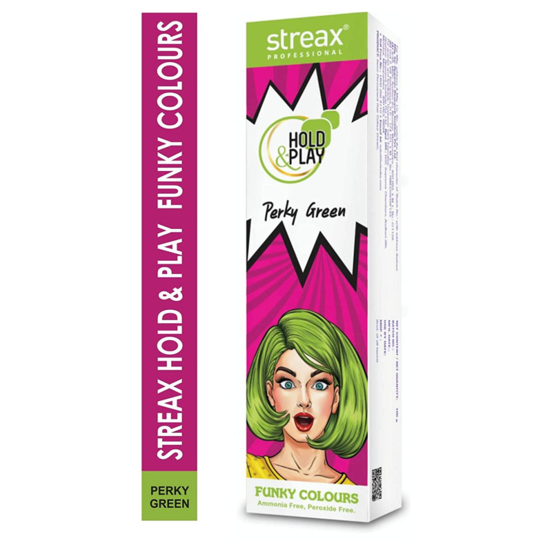 Streax Professional Hold & Play Funky Colour, Hair Color, 100g - Perky Green