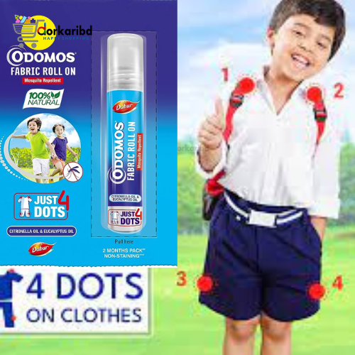 Odomos Mosquito Repellant Fabric Roll On | Upto 8 Hrs Protection | Pediatrician Certified & Clinically Tested -  8ml