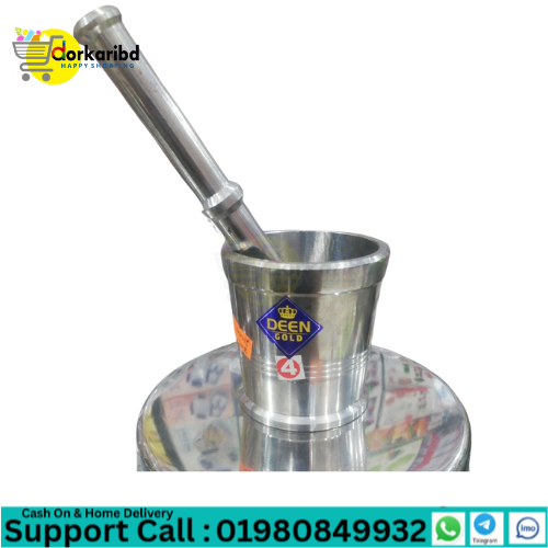 4 no size Steel Kitchen khalbatta Okhli Masher, Mortar and Pestle, Crushing & Mixing Spices