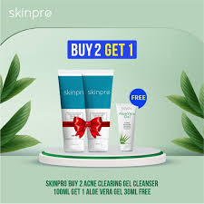 SkinPro Buy 2 Acne Clearing Gel Cleanser 100ml Get 1 Aloe Vera Gel 30ml free