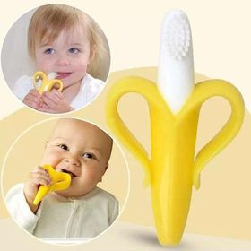 Banana Shape Baby Teether Silicone Teething Training Toothbrush