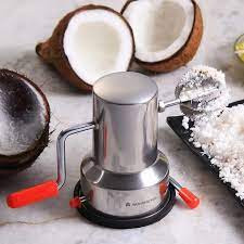 Coconut Scraper for Kitchen, Vacuum Base, Rotatable Handle, Manual Operation, Silver (Pack of 1)