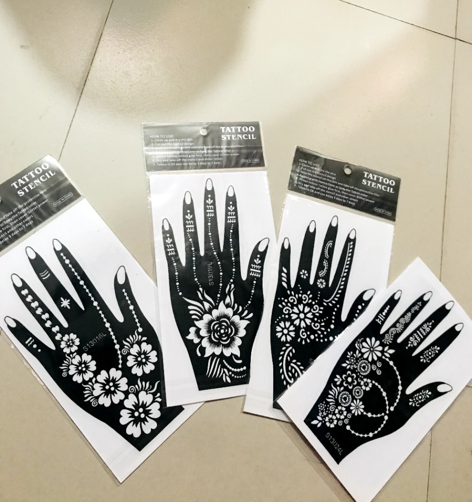 Mehndi Sticker Bridal Tatto Design Waterproof Stencils 2 pcs